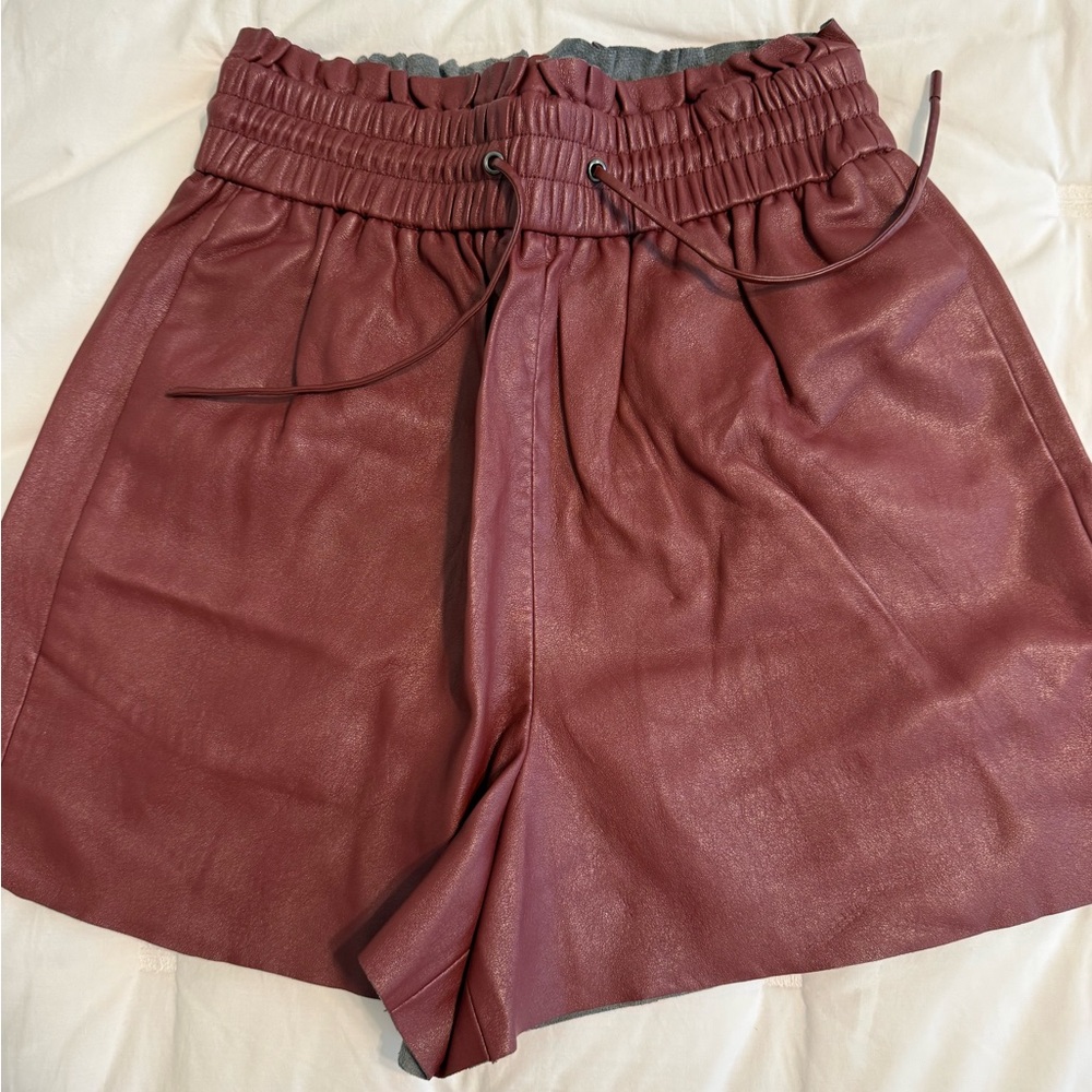 ZARA Burgundy Red faux leather shorts SIZE XS NWOT